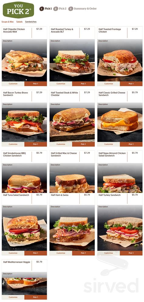 panera bread in mo menu